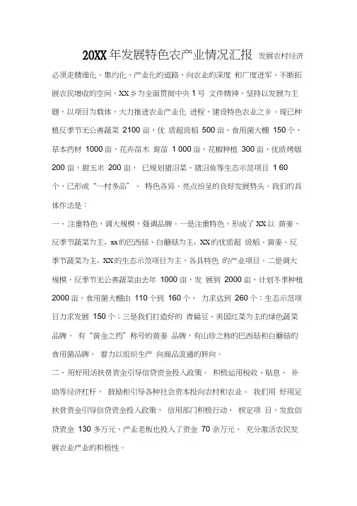 2019年发展特色农产业情况汇报