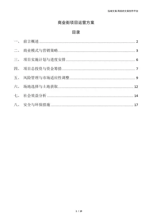 商业街项目运营方案