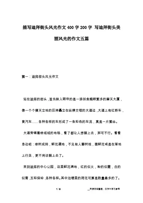 描写迪拜街头风光作文400字200字 写迪拜街头美丽风光的作文五篇