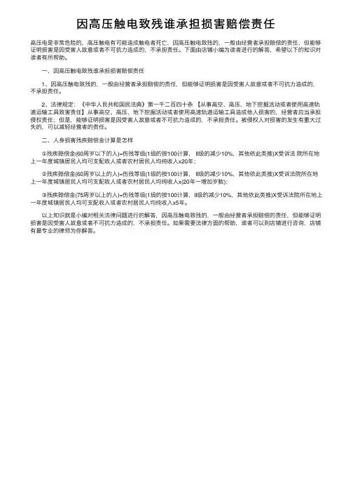 因高压触电致残谁承担损害赔偿责任