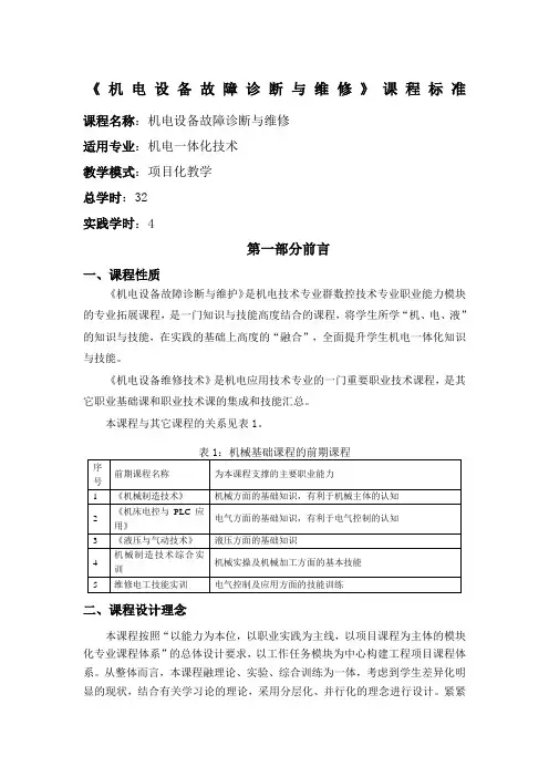 (完整版)机电设备故障诊断与维修