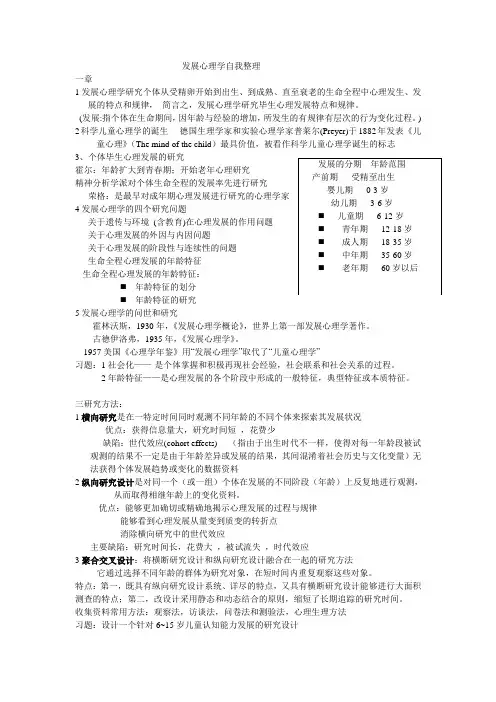发展心理学自我整理