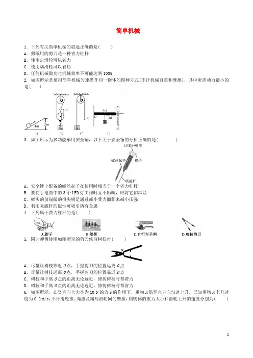 2019中考物理 简单机械专项复习综合训练题
