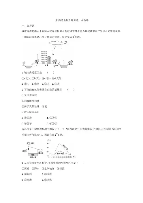 新高考地理专题训练：水循环