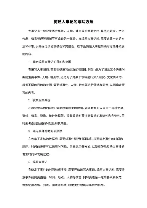 简述大事记的编写方法