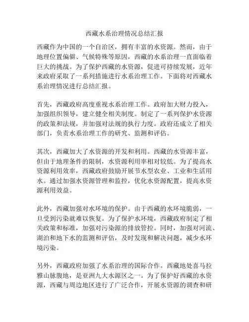 西藏水系治理情况总结汇报