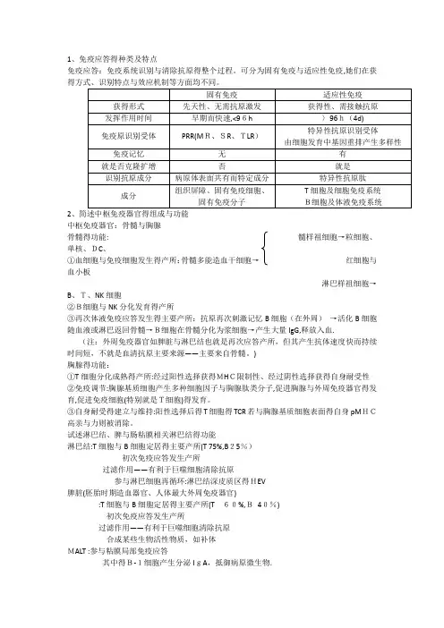医学免疫学第五版-完整课后思考题答案