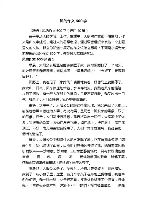 【精选】风的作文600字（通用40篇）