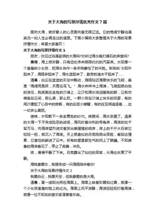 关于大海的写景抒情优秀作文7篇