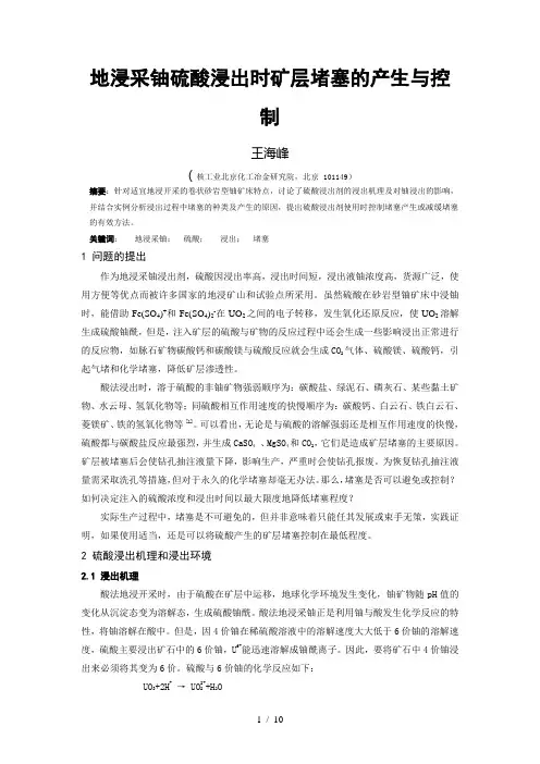 地浸采铀硫酸浸出时矿层堵塞剂的产生与控制