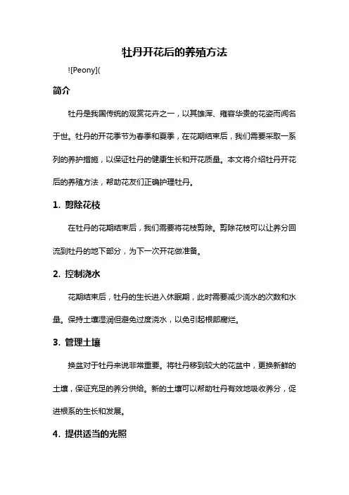 牡丹开花后的养殖方法