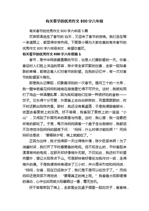 有关春节的优秀作文800字六年级