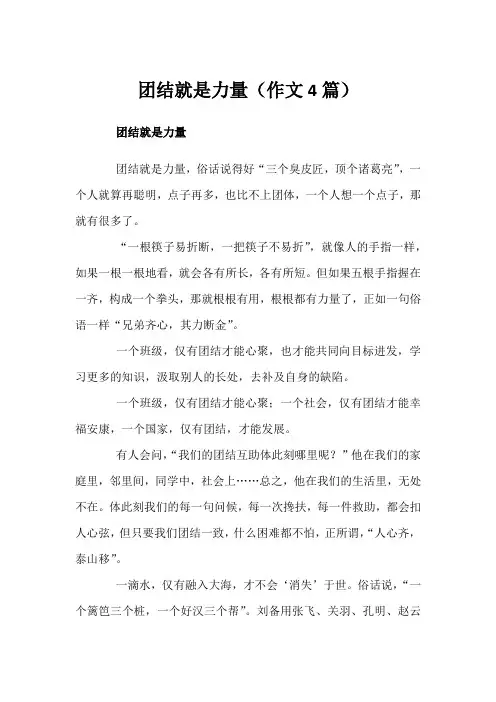 团结就是力量(作文4篇)