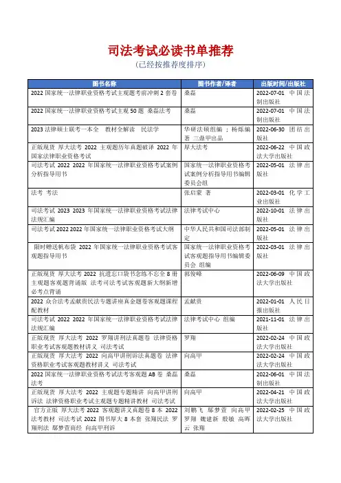 司法考试必读书单推荐[精美打印版本]