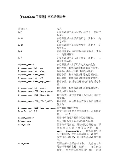 【ProeCreo工程图】系统绘图参数
