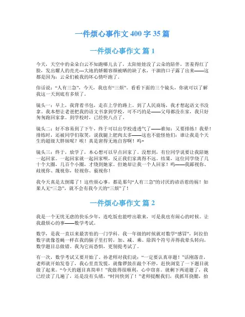 一件烦心事作文400字35篇