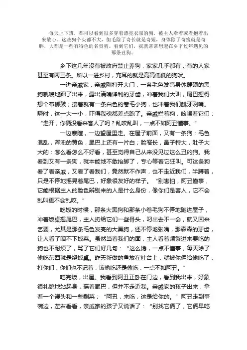 散文：丑狗