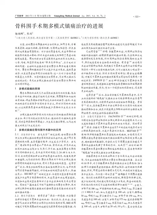 骨科围手术期多模式镇痛治疗的进展_杨朝晖