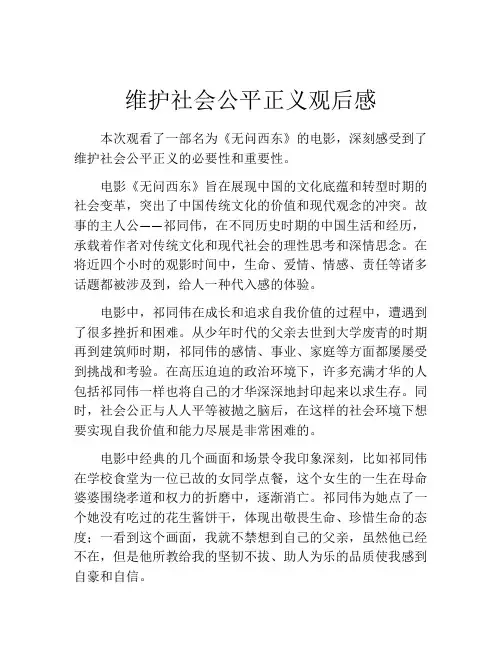 维护社会公平正义观后感