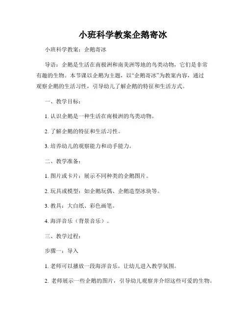 小班科学教案企鹅寄冰