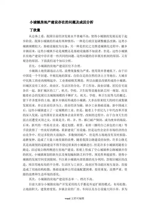 小城镇房地产建设存在的问题及成因分析.doc