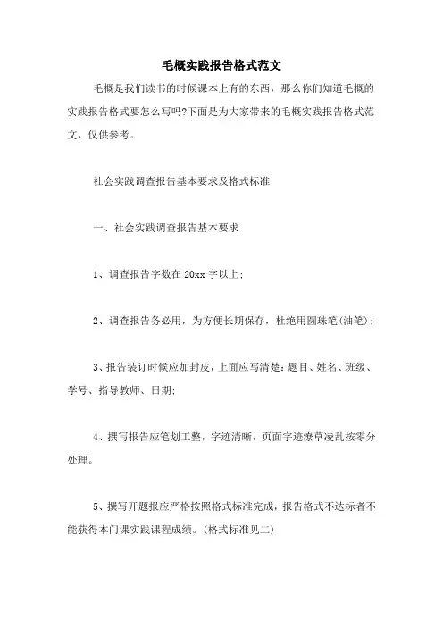 毛概实践报告格式范文