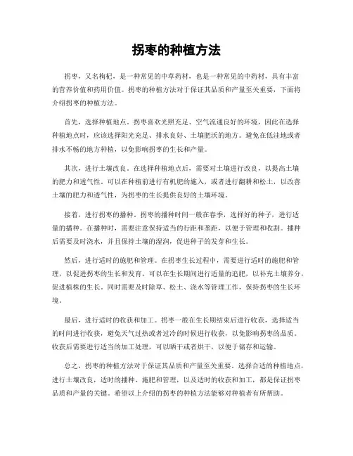 拐枣的种植方法