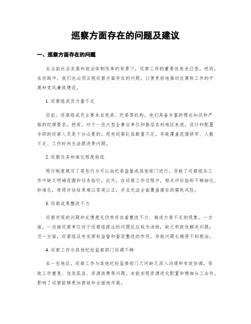 巡察方面存在的问题及建议