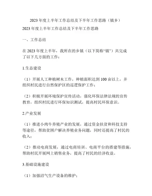 2023年度上半年工作总结及下半年工作思路(镇乡)