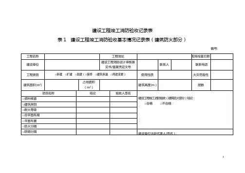 消防验收记录表【范本模板】