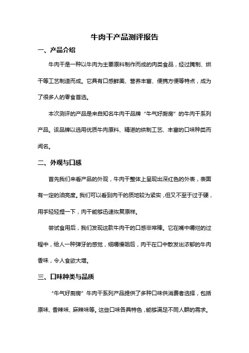 牛肉干产品测评报告
