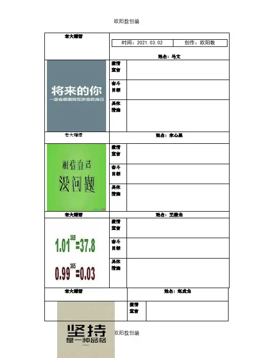 .高考励志卡片之欧阳数创编