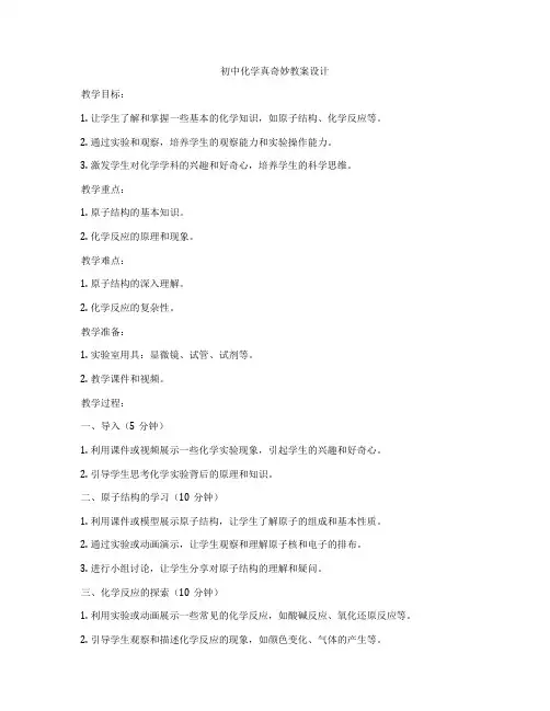 初中化学真奇妙教案设计
