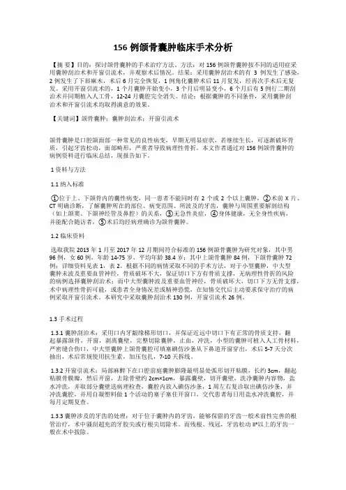 156例颌骨囊肿临床手术分析