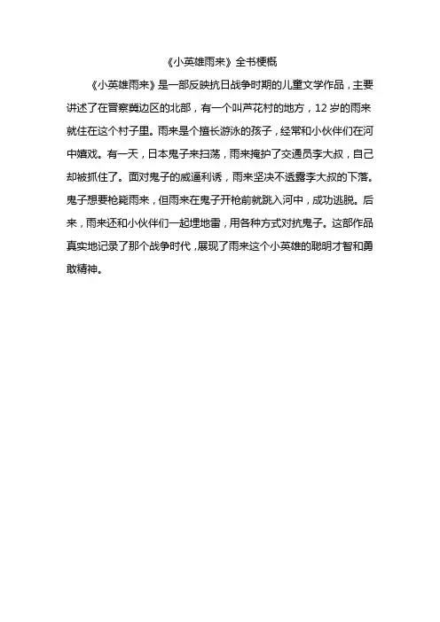 《小英雄雨来》全书梗概