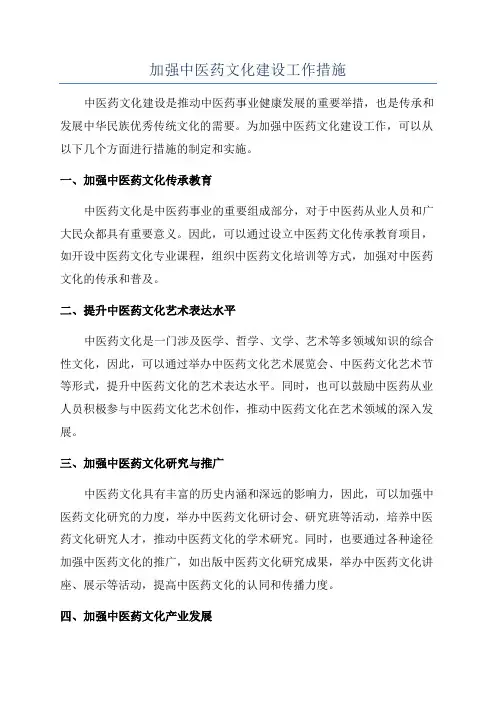 加强中医药文化建设工作措施
