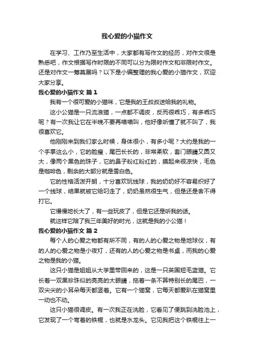 我心爱的小猫作文（通用26篇）