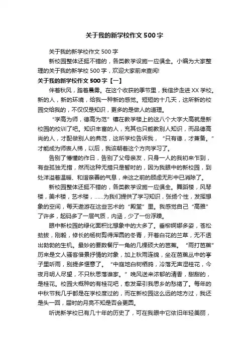 关于我的新学校作文500字