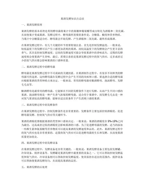 果酒发酵知识点总结