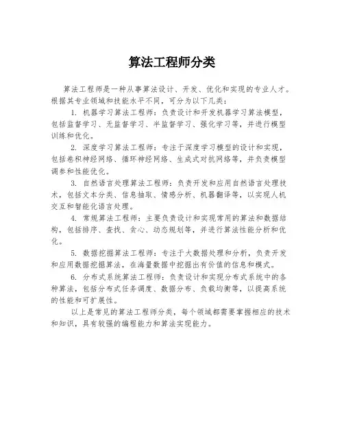 算法工程师分类
