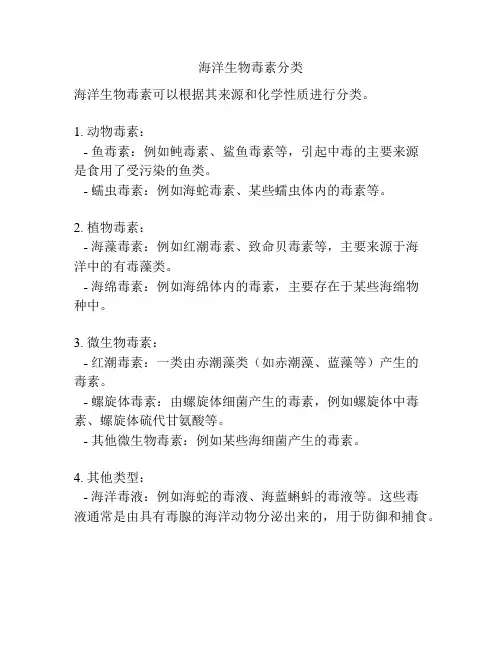 海洋生物毒素分类