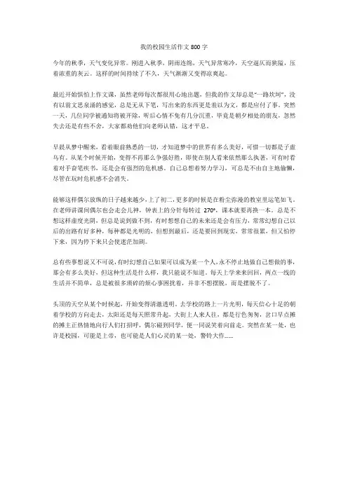 我的校园生活作文800字完美版