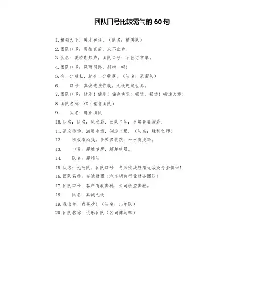 团队口号比较霸气的60句