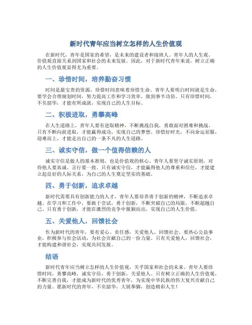 新时代青年应当树立怎样的人生价值观论文