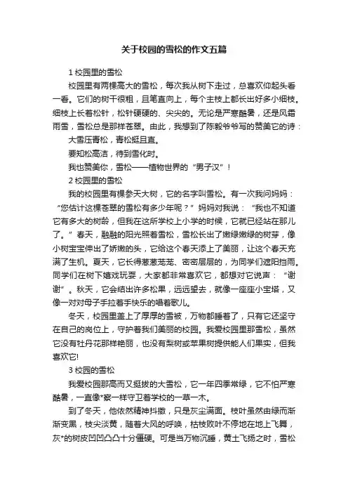 关于校园的雪松的作文五篇