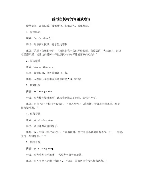 描写白杨树的词语或成语