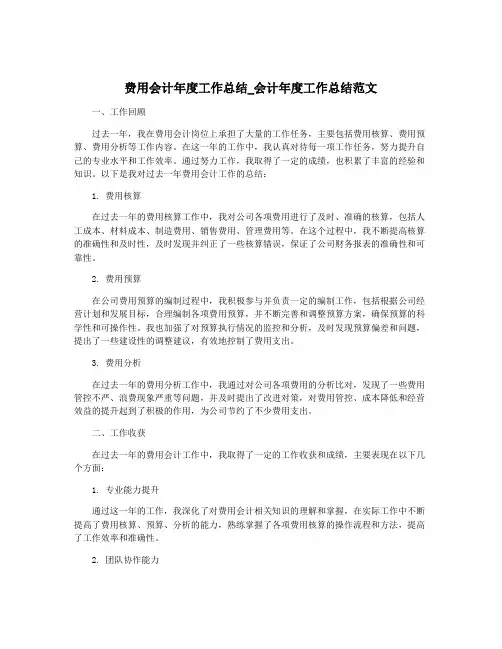 费用会计年度工作总结_会计年度工作总结范文