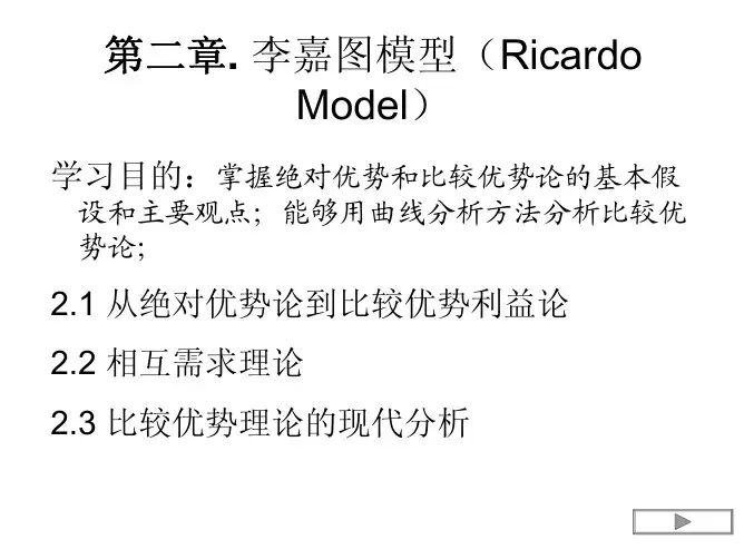 [经济学]第二章李嘉图模型