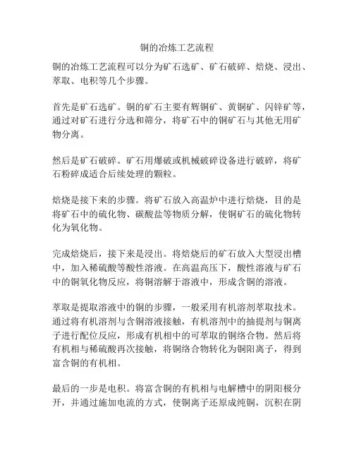 铜的冶炼工艺流程