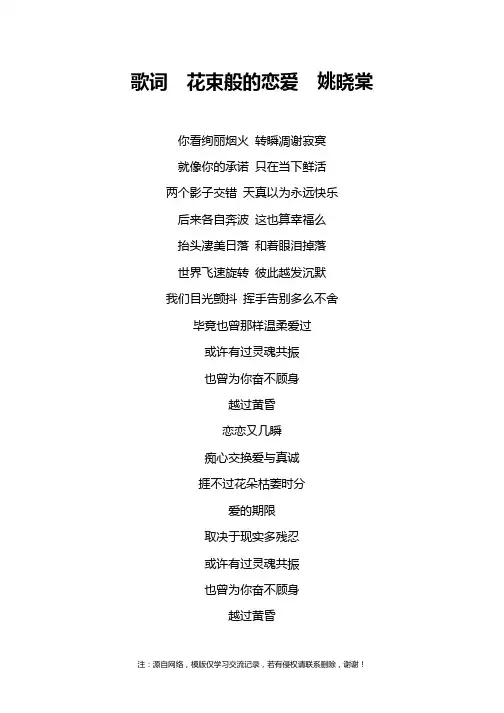 歌词  花束般的恋爱  姚晓棠